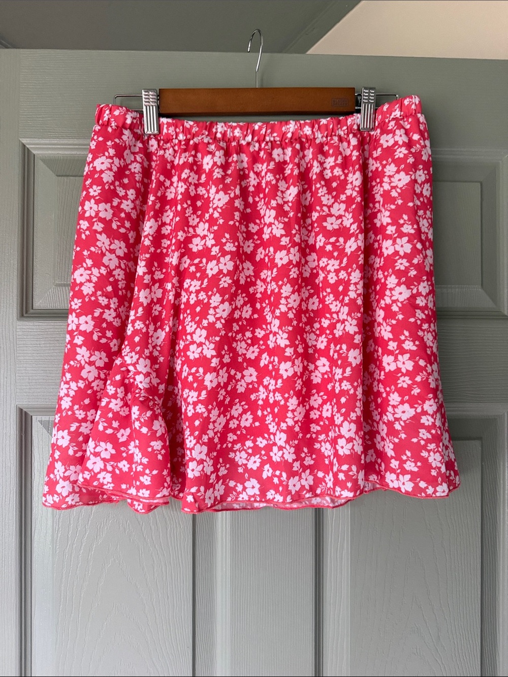 Floral Elastic Waist Pink Skater Skort